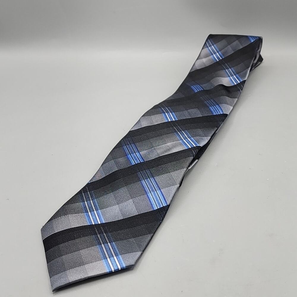 Calvin Klein 100% Silk Mens Tall Tie Blue & Gray